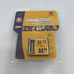Vintage Lexar Media 64MB 8x CompactFlash CF Card Factory Sealed New NOS CF064